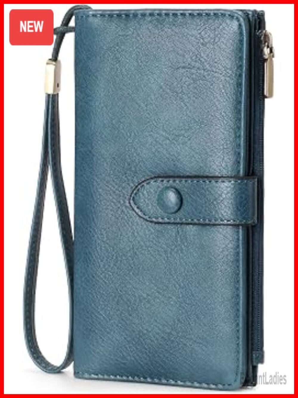 Large Capacity RFID Blocking Vegan Leather Wallet with Wristlet